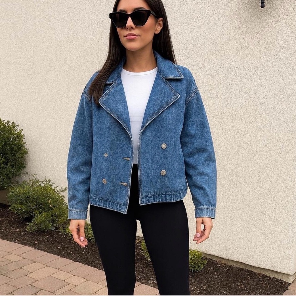 Forever 21 Double-Breasted Blue Jean Jacket